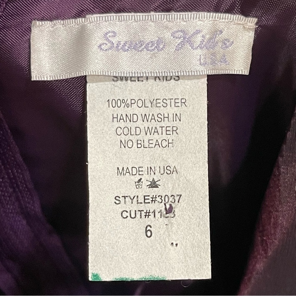 Sweet Kids Burgundy Embroidered Taffeta Midi Dress Size 6 - Picture 9 of 11